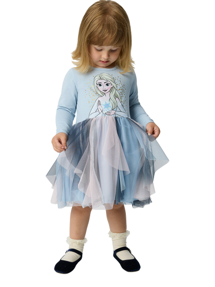 NAME IT Kids' Disney Frozen Tulle Dress, Subdued Blue, Subdued Blue