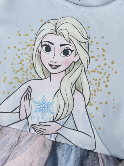 NAME IT Kids' Disney Frozen Tulle Dress, Subdued Blue - view 2, Subdued Blue