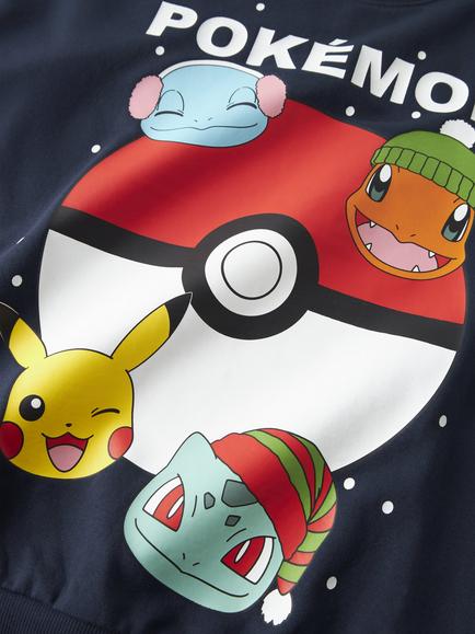 NAME IT Kids' Pokémon Christmas Jumper, Navy Blazer - view 2, Navy Blazer