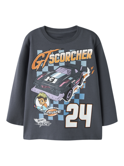 NAME IT Kids' Hot Wheels Long Sleeve T-Shirt, Ombre Blue, Ombre Blue