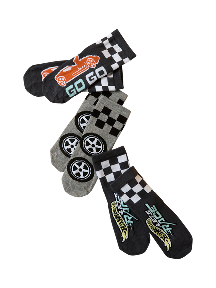 NAME IT Kids' Hit Wheels Socks, Pack of 3, Blue/Grey - view 2, Blue/Grey