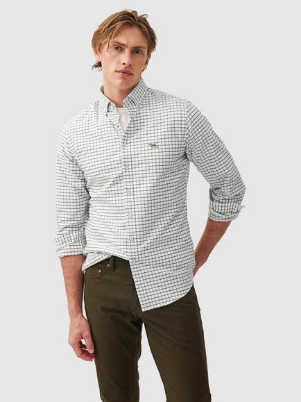 Rodd & Gunn Oxford Valley Grid Check Cotton Shirt, Olive