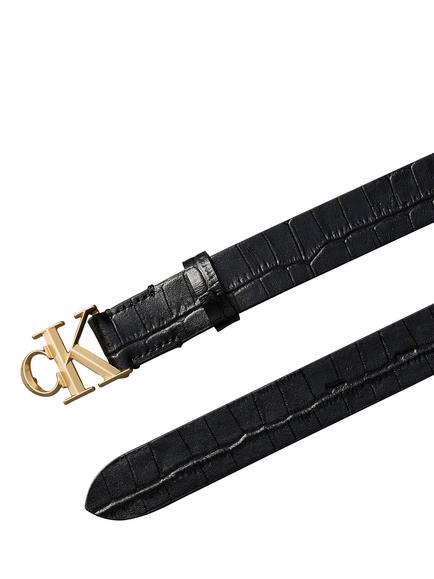 Calvin Klein Croc Effect Leather Belt, Black - view 2, Black