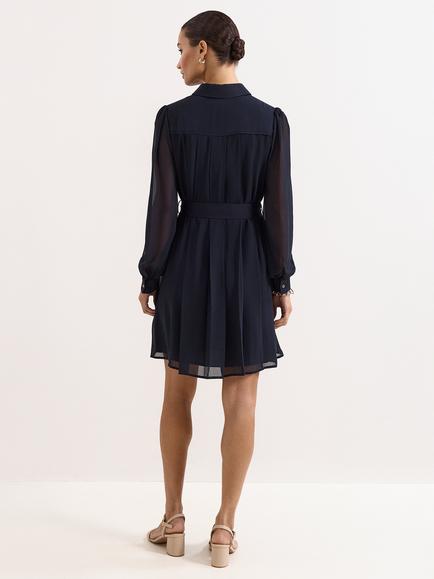 Phase Eight Petite Lottie Zip Through Mini Dress, Navy - view 2, Navy
