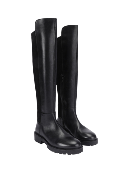 Carvela Amara 50/50 Leather Blend Knee High Boots, Black - view 2, Black
