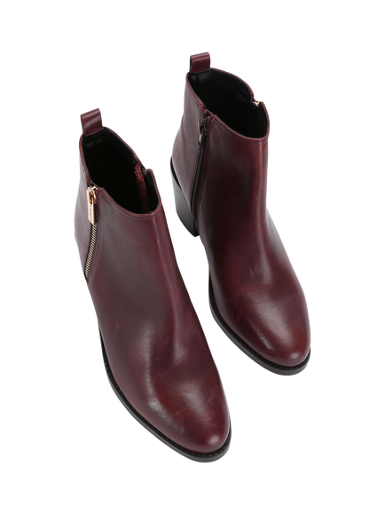 Carvela Secilly Leather Ankle Boots, Wine - view 2, Wine