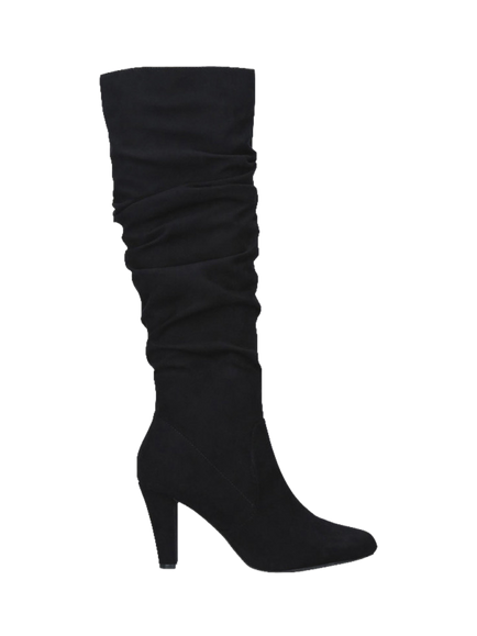 Carvela Tampa Ruched Suedette Knee High Boots, Black, Black