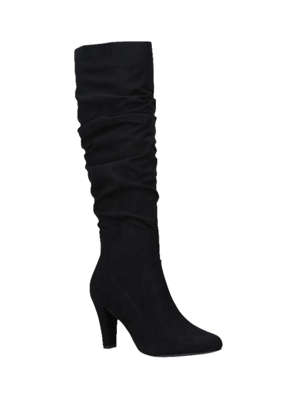 Carvela Tampa Ruched Suedette Knee High Boots, Black - view 2, Black
