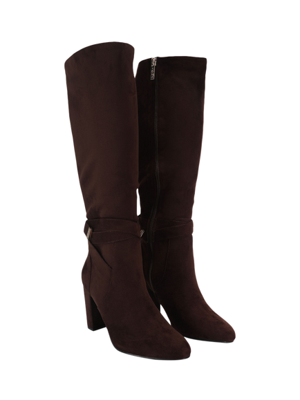 Carvela Tempt Block Heel Knee High Boots, Black - view 2, Brown