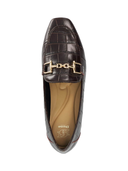 Dune London Grained Leather Snaffle Trim Loafers, Brown - view 2, Brown