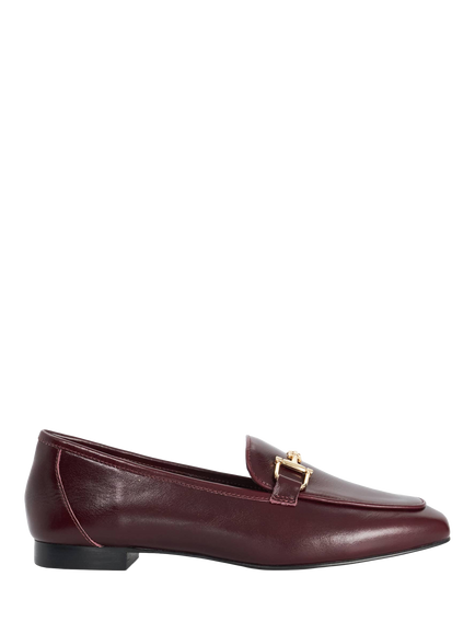 Dune London Grained Leather Snaffle Trim Loafers, Burgundy, Burgundy