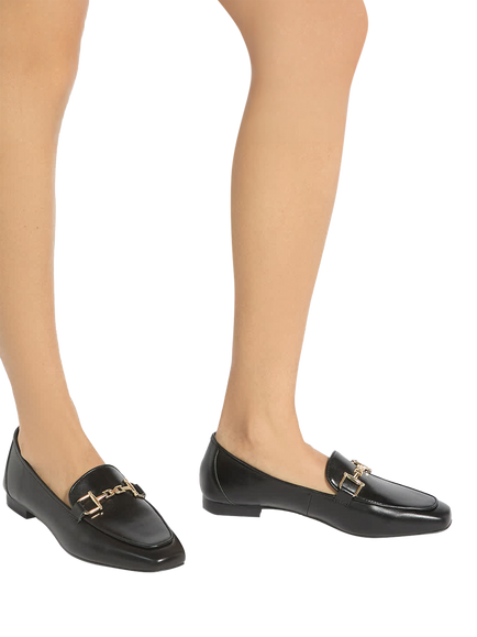 Dune London Grained Leather Snaffle Trim Loafers, Black - view 2, Black