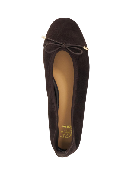 Dune London Haliah Suede Ballet Flats, Brown - view 2, Brown