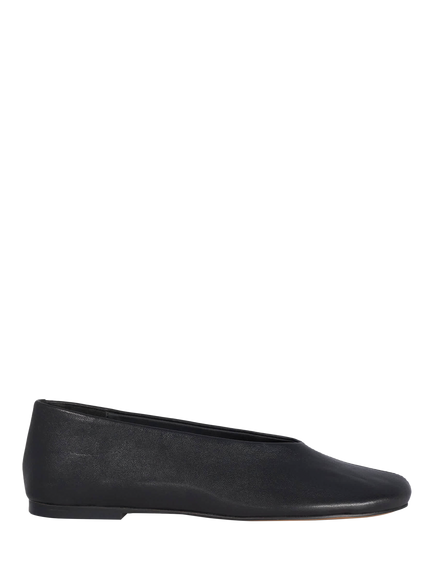 Dune London Highway Leather Ballet Flats, Black