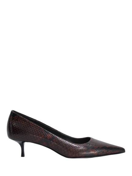Dune London Amira Leather Pointed Toe Kitten Heel Court Shoes, Brown, Brown