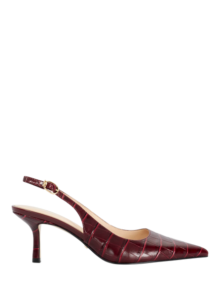 Dune London Celise Leather Slingback Court Shoes, Burgundy, Burgundy