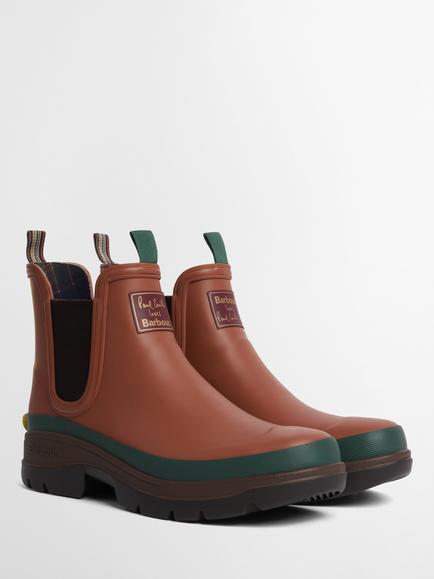 Barbour x Paul Smith Short Wellington Boots, Russet - view 2, Russet