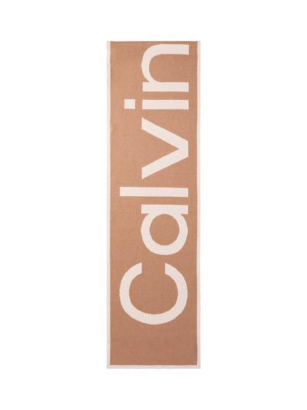 Calvin Klein Cotton Jacquard Knit Logo Scarf, Brown, Brown