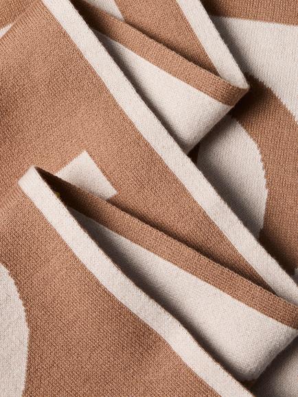 Calvin Klein Cotton Jacquard Knit Logo Scarf, Brown - view 2, Brown