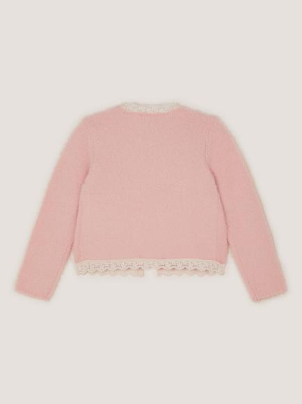 Monsoon Kids' Fluffy Sequin Butterfly Cardigan, Pink - view 2, Pink