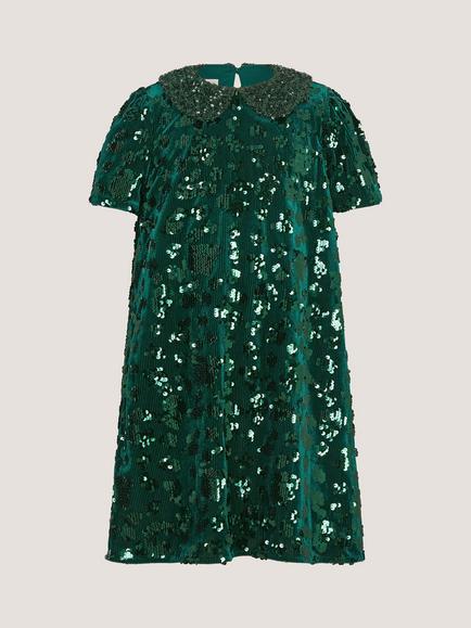 Monsoon Kids' Esmeralda Party Dress, Green - view 2, Green