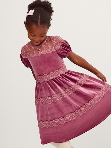 Monsoon Kids' Freda Party Dress, Dark Pink, Dark Pink
