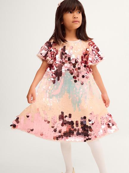 Monsoon Kids' Ombre Sequin Party Dress, Multi, Multi
