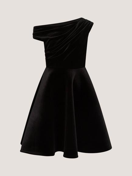 Monsoon Kids' One-Shoulder Dress, Black, Black