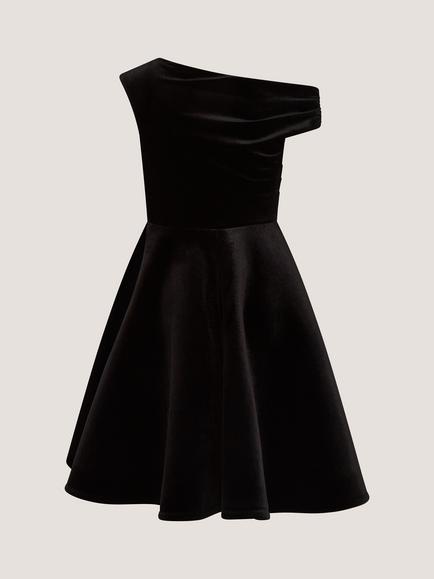 Monsoon Kids' One-Shoulder Dress, Black - view 2, Black