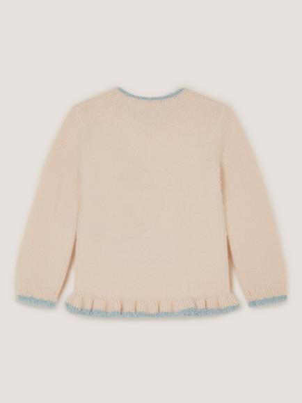 Monsoon Kids' Fluffy Embroidered Sequin Unicorn Jumper, Ivory - view 2, Ivory