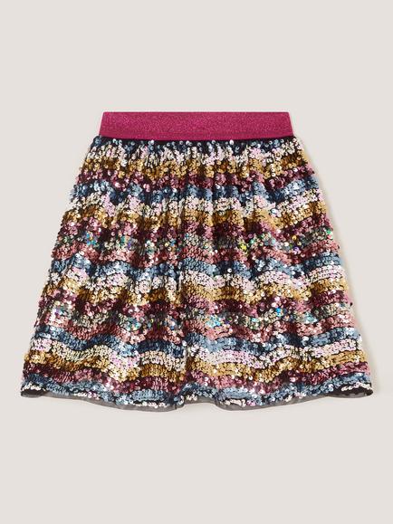Monsoon Kids' Sequin Party Skirt, Multi - view 2, Multi