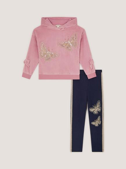 Monsoon Kids' Sequin Hoodie and Leggings Set, Pink, Pink