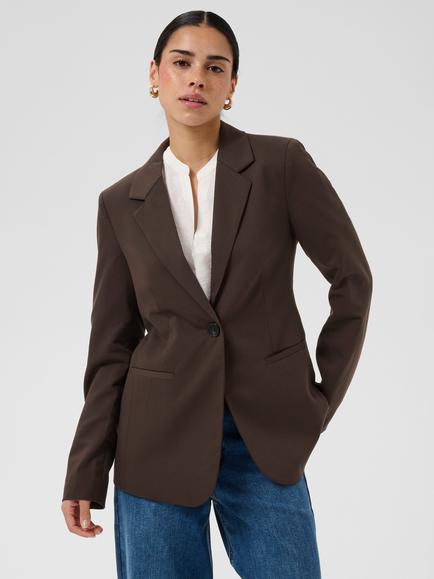 KAFFE Sakura Casual Fit Single Breasted Blazer, Coffee Bean, Coffee Bean