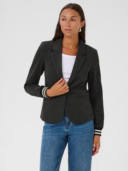 KAFFE Kinnie Single Breasted Blazer, Grey Melange/Black, Grey Melange/Black