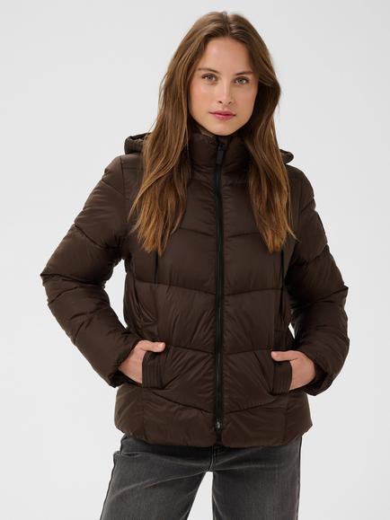 KAFFE Susanne Quilted Chevron Puffer Jacket, Coffee Bean, Coffee Bean