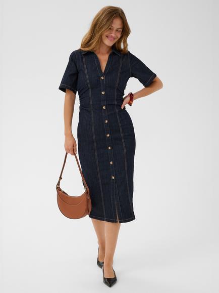 KAFFE Molly Denim Midi Dress, Blue, Blue