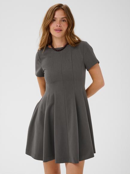 KAFFE Sakura Fit and Flare Mini Dress, Dark Grey Melange, Dark Grey Melange