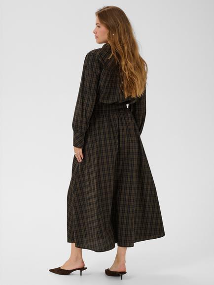 KAFFE Kahelie Flared Check Skirt, Black/Brown - view 2, Black/Brown