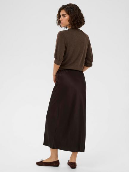 KAFFE Lotte Satin Bias Cut Maxi Skirt, Coffee Bean - view 2, Coffee Bean