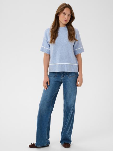 KAFFE Jinie Crew Neck Jumper, Blue Fog Melange - view 2, Blue Fog Melange
