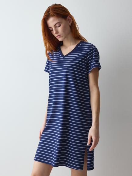 Triumph Short Sleeve Stripe Nightdress, Dark Blue