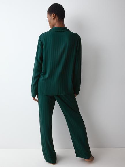 Triumph Amourette Jacquard Button-Through Pyjama Set, Admiral - view 2, Teal Green