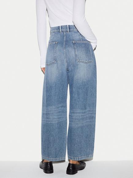 Jigsaw Chelsea Barrel Leg Jeans, Mid Blue - view 2, Mid Blue