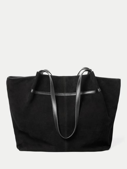 Jigsaw Large Suede Shopper Tote Bag, Black, Black