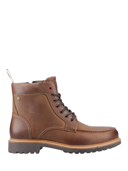 Hunter Shaws Leather Waterproof Gibson Ankle Boots, Dark Tan