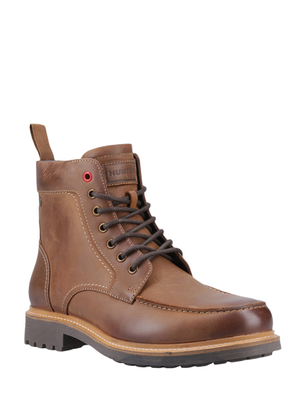 Hunter Shaws Leather Waterproof Gibson Ankle Boots - view 2, Dark Tan