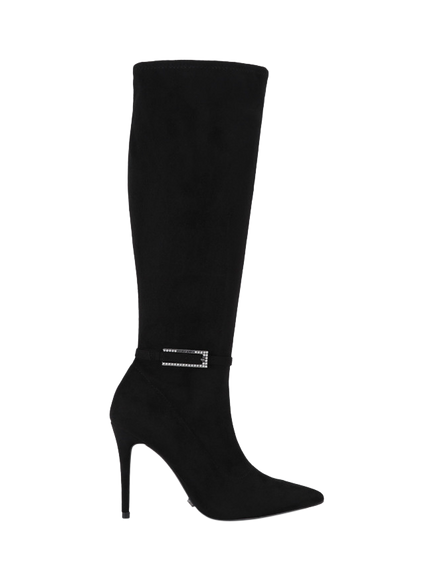 Carvela Blanca Suede Stiletto Heel Knee High Boots, Black, Black