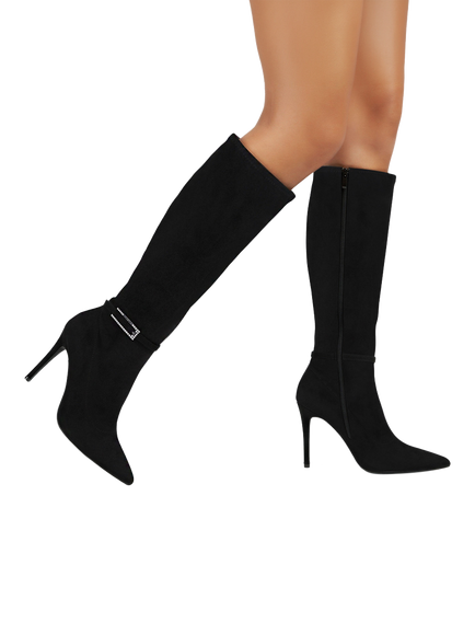 Carvela Blanca Suede Stiletto Heel Knee High Boots, Black - view 2, Black
