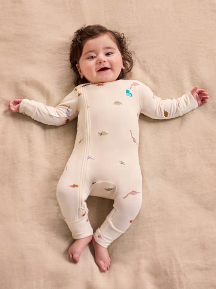 Love to Dream Bamboo Romper, Dinosnore Cream - view 2, Dinosnore Cream