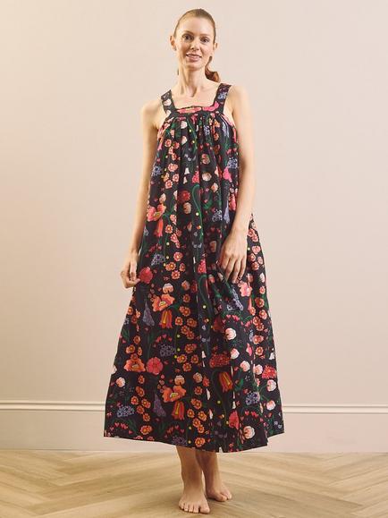 Their Nibs x Sophie Ellis-Bextor Murder on the Forest Floor Nightdress, Navy Floral - view 2, Navy Floral